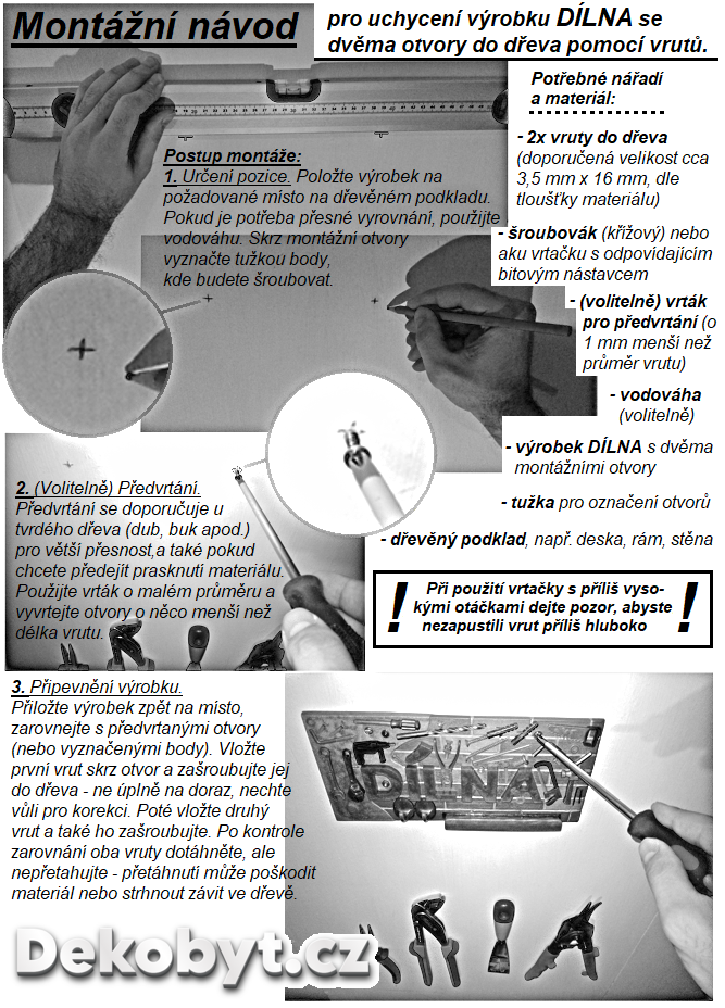 Montážní návod DÍLNA.